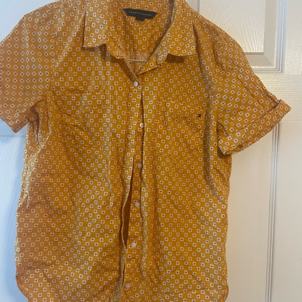 Tommy Hilfiger Orange Casual Button Down Shirt